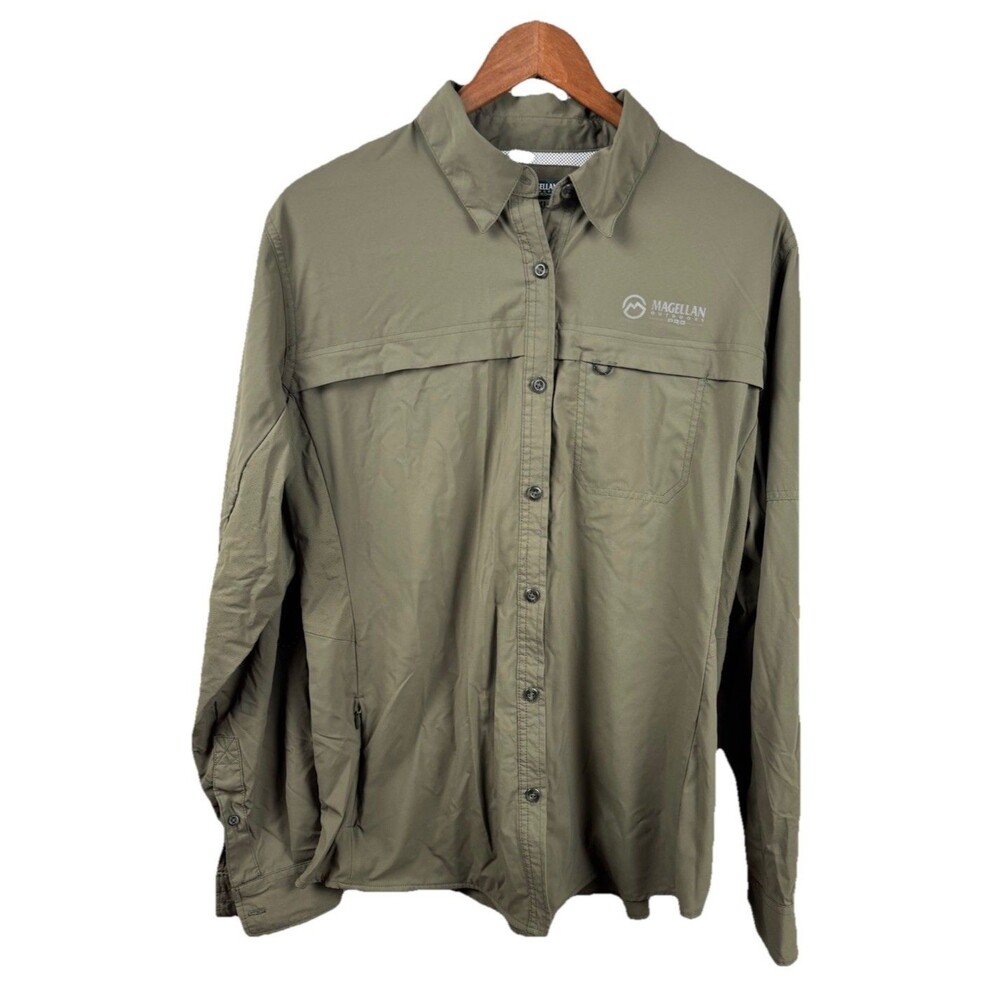 Magellan Outdoors Pro Women L/S Shirt Fishing Hiking Button Up Long Sleeve XL.